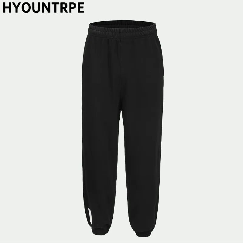 high street loose fit drawstring pants casual spring new trousers black sportswear jogger pants fashion hip hop clothing for men unique joggers style 1491