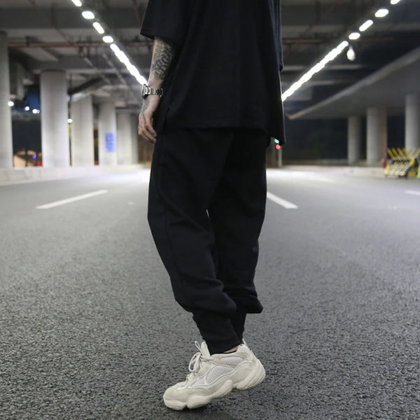 high street loose drawstring pants casual autumn new trousers black sportswear jogger pants fashion hip hop clothing for men streetwear sweatpants
