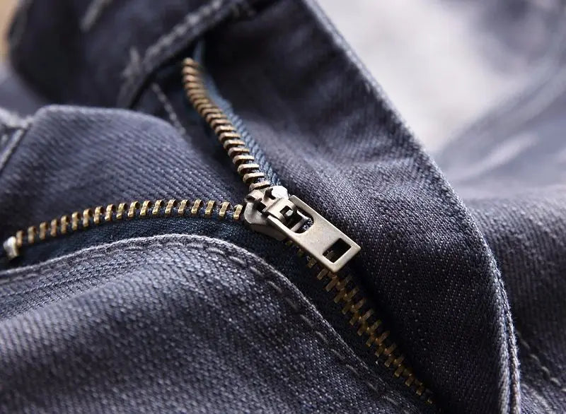 fashion ripped biker jeans denim distressed trousers slim fit zippers hip hop jeans motorcycle pants casual streetwear for men unique jeans style 1945