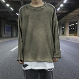 high street vintage wash sweater men loose knitted pullovers long sleeve hip hop oversize sweaters autumn casual jumper knitwear oversized graphic print design, high quality cotton pullover, trendy hip hop style outerwear