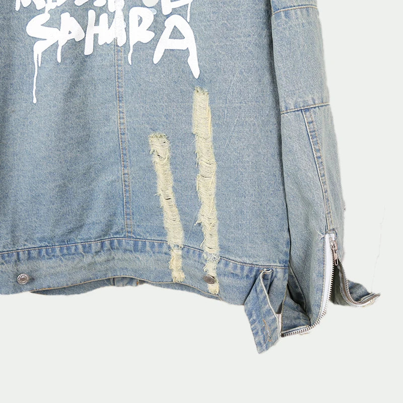 casual hip cd23f8 hop oversized graphic high unisex streetwear wear letters-print-destroyed-hole-jean-jacket-coat-men-zipper-open-sleeve-distressed-denim-streetwear-autumn-hip-hop-outerwear-jacket style design material premium style quality urban image everyday essential fashion fit - print streetwear design ID 48938