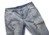 fashion designed slim fit ripped biker jeans hi street mens distressed denim joggers knee holes washed destroyed jeans men pants unique joggers style 1685