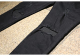 high street knee hole ripped biker jeans men slim fit elastic denim pants autumn new casual black stretch hip hop pants jogger unique joggers style 1744