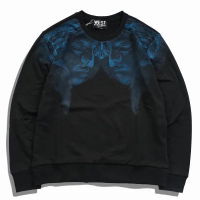 New Baoliden High Men Double Blue Portrait Kenye Hoodies Hoody Hooded