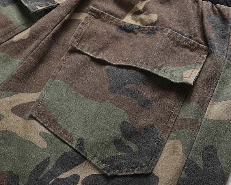 camouflage cargo pants men vintage side multi pocket button mens camou straight trousers streetwear military overalls for male unique cargo style 2104
