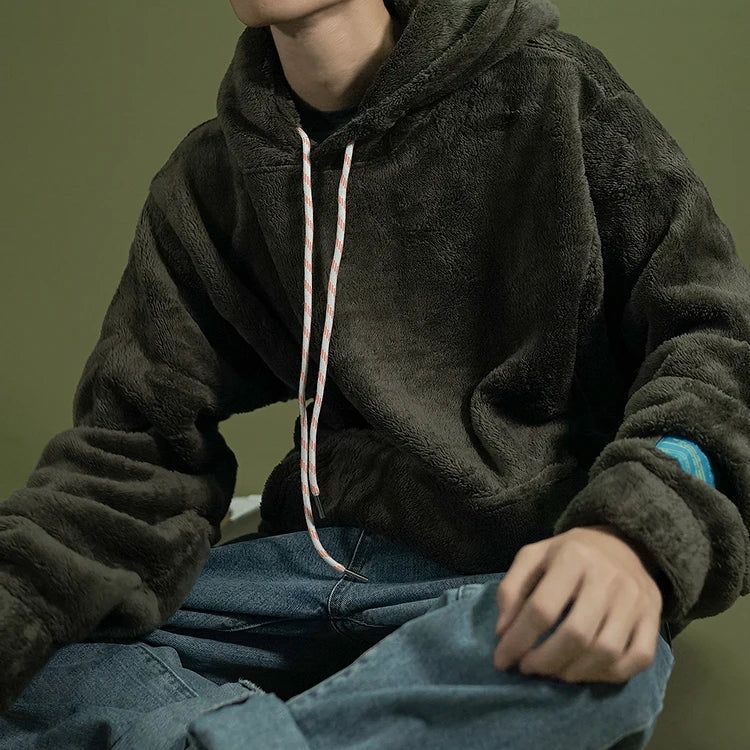 Warm Hoodies Mens 2018 Autumn Winter Hairy Sweatshirts Hip Hop Casual