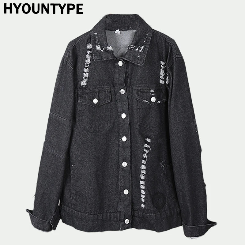 premium fit urban - quality oversized unisex design print hip graphic 4ec660 wear style essential letters-print-destroyed-hole-jean-jacket-coat-men-zipper-open-sleeve-distressed-denim-streetwear-autumn-hip-hop-outerwear-jacket material hop image fashion style high casual streetwear everyday streetwear design ID a5973