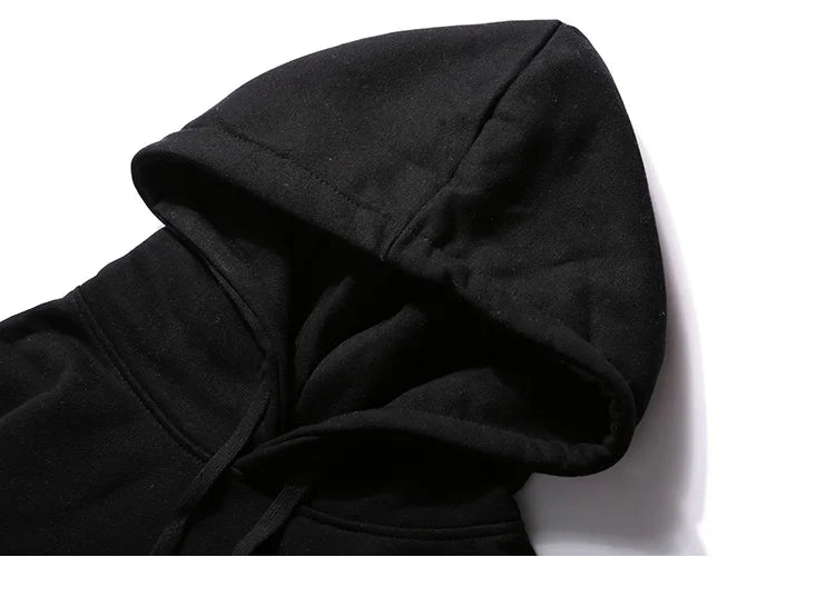 Embroidery Funny Cat Hoodies Sweatshirt Men Hip Hop Winter Fleece Pull