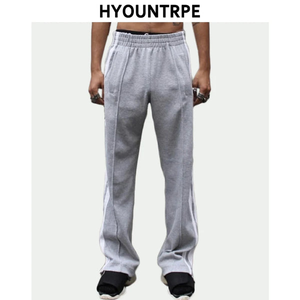 bottom zipper wide leg pants mens fashion straight trousers new loose hip hop streetwear men casual spring summer long pant menswear bottoms