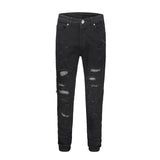 graffiti printed ripped destroied denim jean mens distressed biker jeans with sequins 2018 fashion high street slim pants jogger unique joggers style 3344