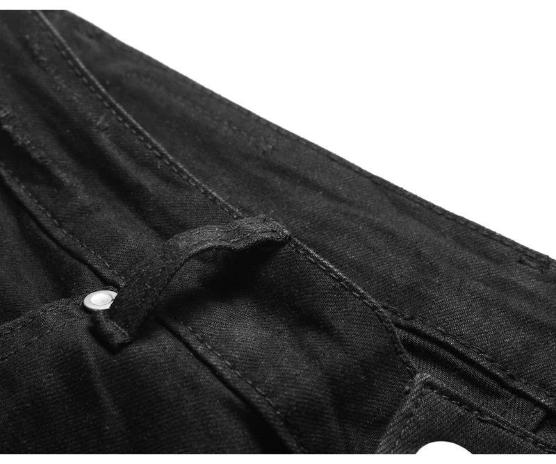 high street knee hole ripped biker jeans men slim fit elastic denim pants autumn new casual black stretch hip hop pants jogger unique joggers style 1749