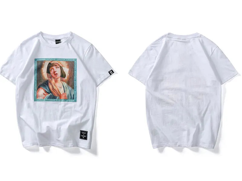 Y2K Graphic Tee – Gonthwid Virgin Mary Mens T Shirts 2023 Funny Printed – Modern Streetwear for Everyone