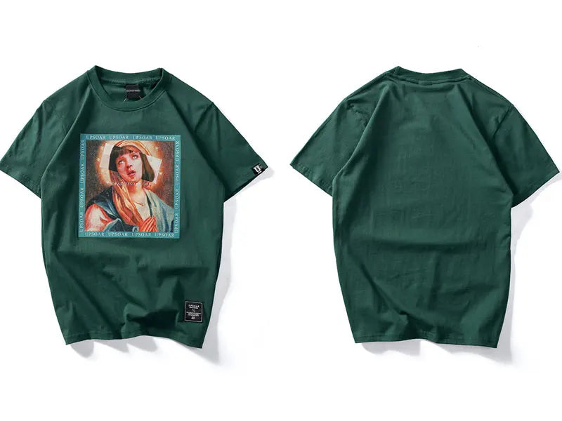 Y2K Graphic Tee – Gonthwid Virgin Mary Mens T Shirts 2023 Funny Printed – Modern Streetwear for Everyone