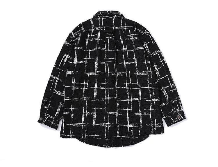 casual layering jacket featuring fashion plaid shirt parkas jackets men single breasted long sleeve top hip hop loose coats 2018 new autumn warm outerwear jacket design – premium quality jacket for men