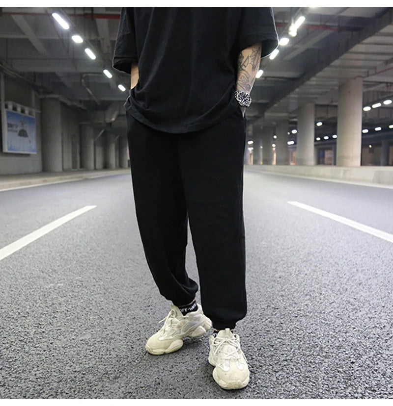 high street loose fit drawstring pants casual spring new trousers black sportswear jogger pants fashion hip hop clothing for men unique joggers style 1503
