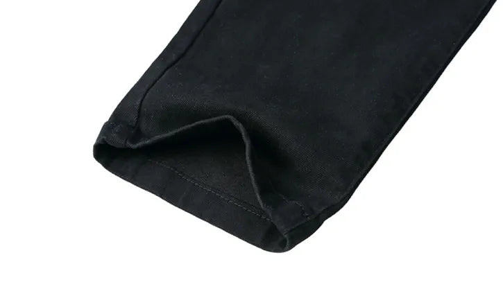 knee ripped hole biker jeans men denim destroyed slim fit zippers jeans fashion trousers black streetwear hip hop pants jogger unique joggers style 4322