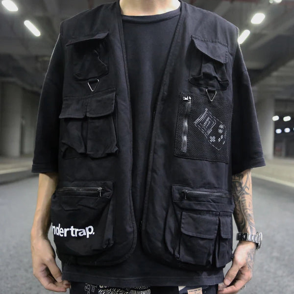 casual layering jacket featuring high street pockets vests men letter cargo waistcoat zipper military jacket 2018 new hip hop streetwear tactical vest sweatshirt design – premium quality jacket for men