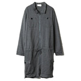fashion zipper men rompers new summer long sleeve drawstring jumpsuit cargo pockets tops trousers black one piece suits overalls unique cargo style 3305