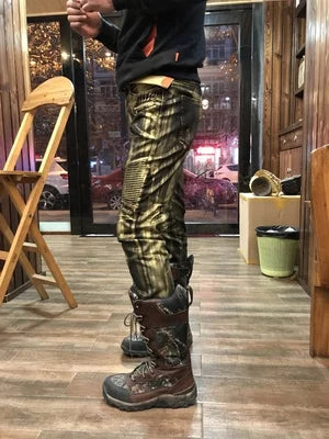 designer metal printed punk style jeans for men motorcycle vintage zipper hip hop coated pants 2018 new streetwear biker pants unique jeans style 2231