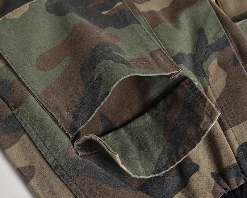 camouflage cargo pants men vintage side multi pocket button mens camou straight trousers streetwear military overalls for male unique cargo style 2105