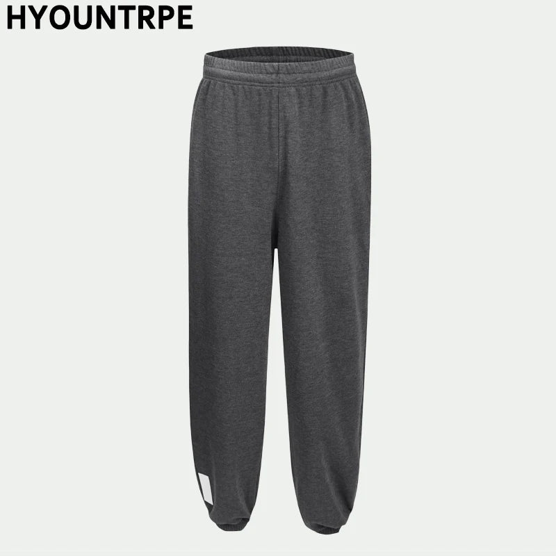 high street loose fit drawstring pants casual spring new trousers black sportswear jogger pants fashion hip hop clothing for men casual joggers