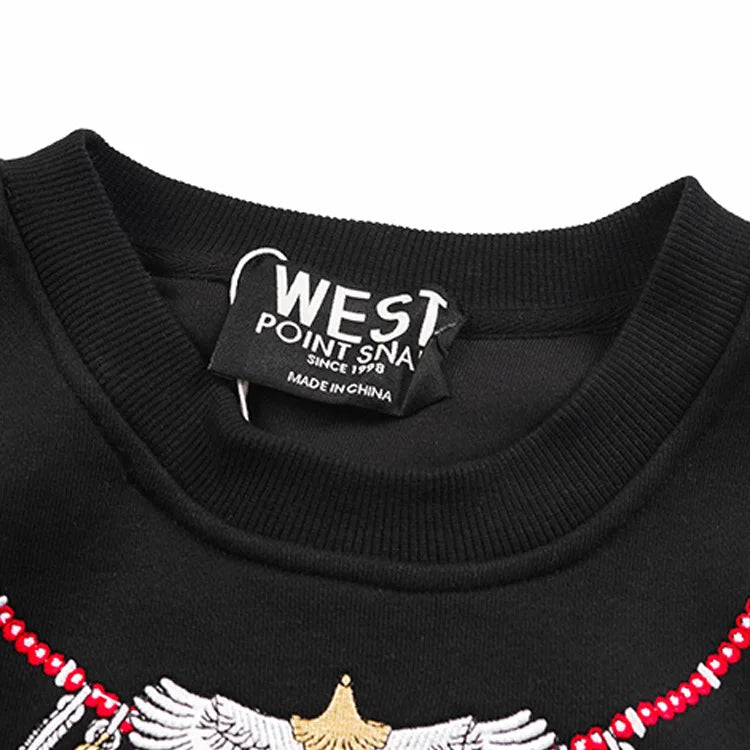 New 2019 Men Turquoise Embroidery Eagle Feathers Hoodies Hoody Hooded