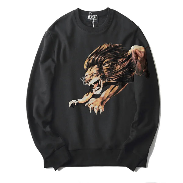 New 2019 Men 3D Lions Gentleman Hoodies Hoody Hooded Sweatshirts Velve