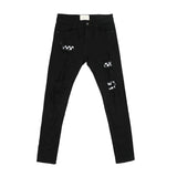 knee hole destroyed jeans patchwork plaid patch ripped slim mens biker jeans fashion streetwear hip hop zipper pants jogger unique joggers style 4242
