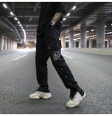 mens casual hip hop joggers side button trouser elastic waist drawstring sweatpants 2019 new cargo pockets streetwear man pants unique joggers style 2426