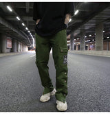 mens casual hip hop joggers side button trouser elastic waist drawstring sweatpants 2019 new cargo pockets streetwear man pants unique joggers style 2430