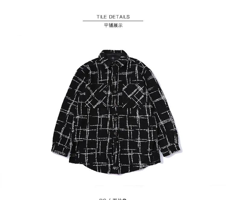 oversized fit featuring fashion plaid shirt parkas jackets men single breasted long sleeve top hip hop loose coats 2018 new autumn warm outerwear jacket design – premium quality jacket for men