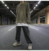 high street vintage wash sweater men loose knitted pullovers long sleeve hip hop oversize sweaters autumn casual jumper knitwear high quality cotton pullover, urban wear with bold artwork, trendy hip hop style outerwear