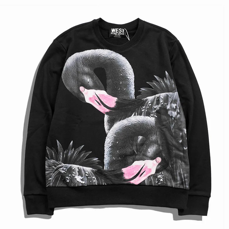 New High High Men Flamingo Swan Hoodies Hoody Hooded Sweatshirts Velve