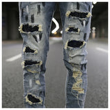 graffiti printed ripped destroied denim jean mens distressed biker jeans with sequins 2018 fashion high street slim pants jogger unique joggers style 3337