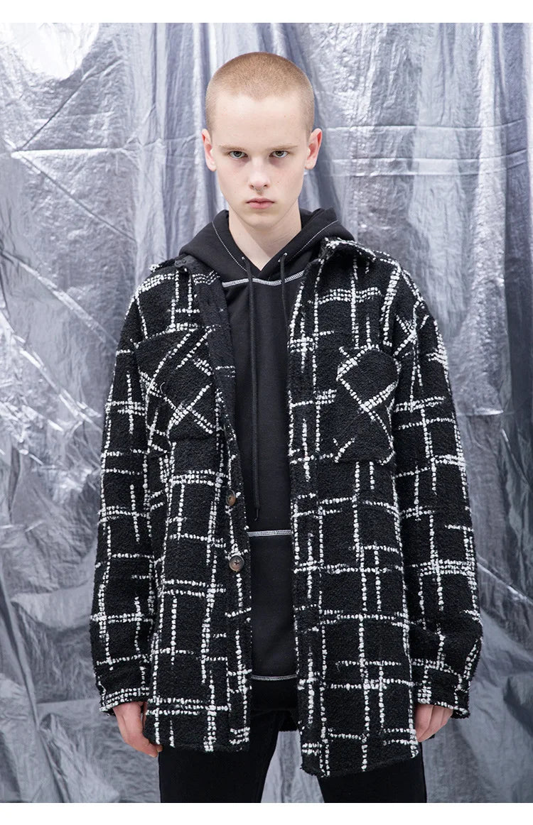 streetwear jacket featuring fashion plaid shirt parkas jackets men single breasted long sleeve top hip hop loose coats 2018 new autumn warm outerwear jacket design – premium quality jacket for men