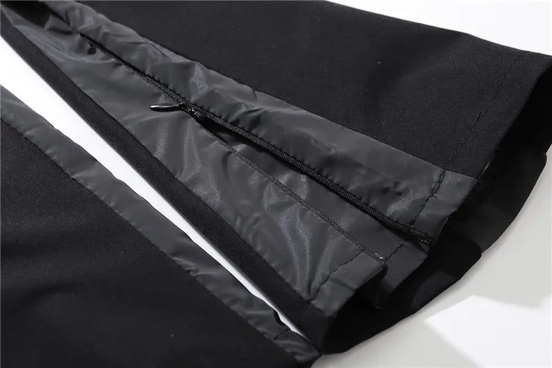 hip hop loose fit elastic waist pants cargo pockets spliced reflective lines ankle pants mens drewstring sportwear pants joggers unique joggers style 1980