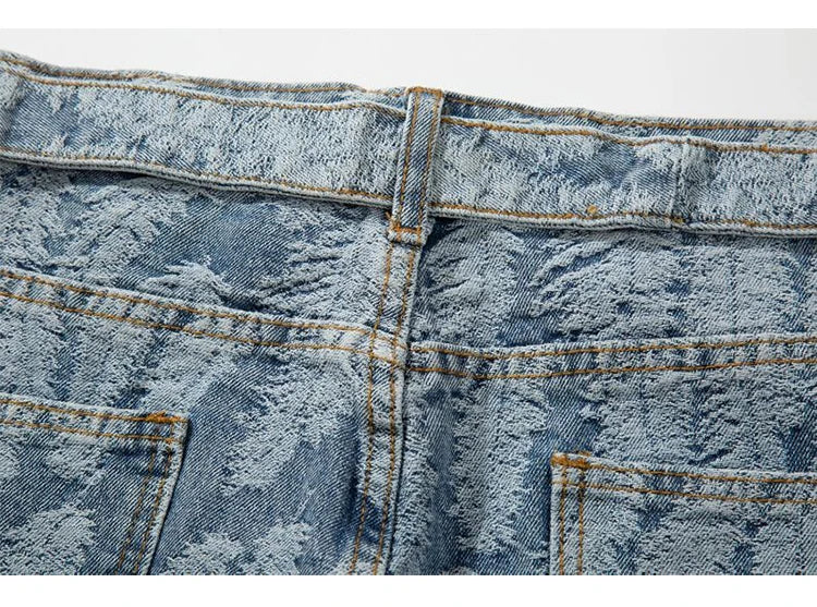 high street feathers embroidery denim pants mens zipper straight jeans trouser with belt hip hop streetwear loose joggers pants unique joggers style 3603