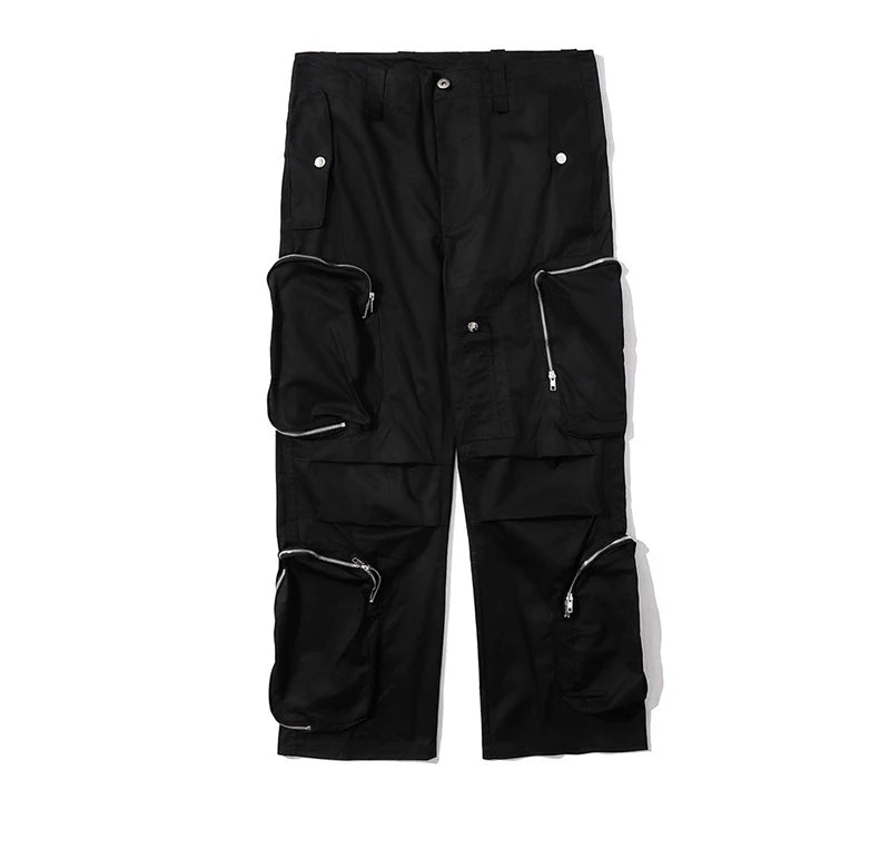rainbowtouches fashion classic brand mens cargo pants casual zipper pocket design trousers loose straight tooling style overalls unique cargo style 4417