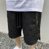 hip hop loose shorts elastic waist pants fashion printed zipper pocket half pants mens drewstring casual sportswear pant joggers unique joggers style 1110