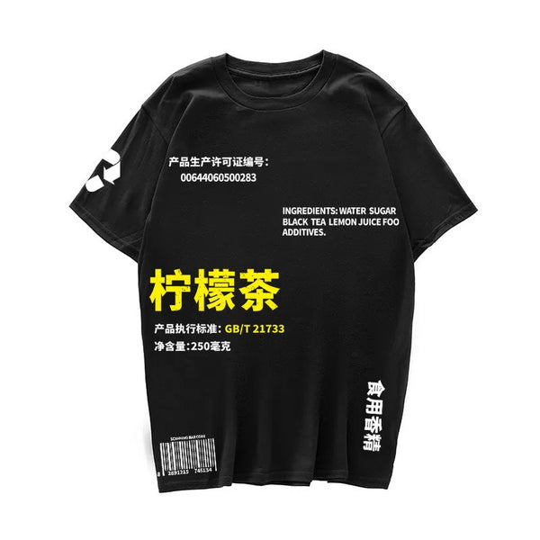 Y2k Oversized shirt – Lemon Tea Ripped Printed T Shirts Streetwear 2020 Hip Hop Ch
