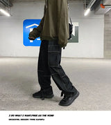men jeans wide leg denim pants loose straight baggy mens jeans hip hop streetwear skateboard neutral denim trousers cargo jeans unique cargo style 2670