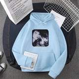 Hip Hop Streetwear Hoodie Sweatshirt Illusion Girl Letter Print Pullov