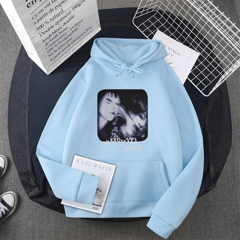 Hip Hop Streetwear Hoodie Sweatshirt Illusion Girl Letter Print Pullov