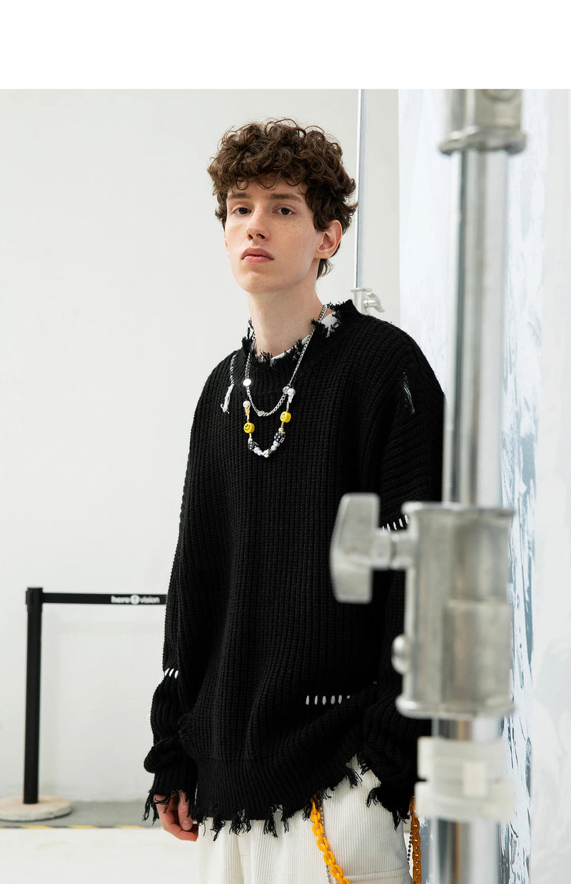 grunge oversized flame jumper built for warmth and edge, essential for winter street style, men’s streetwear clothing piece f