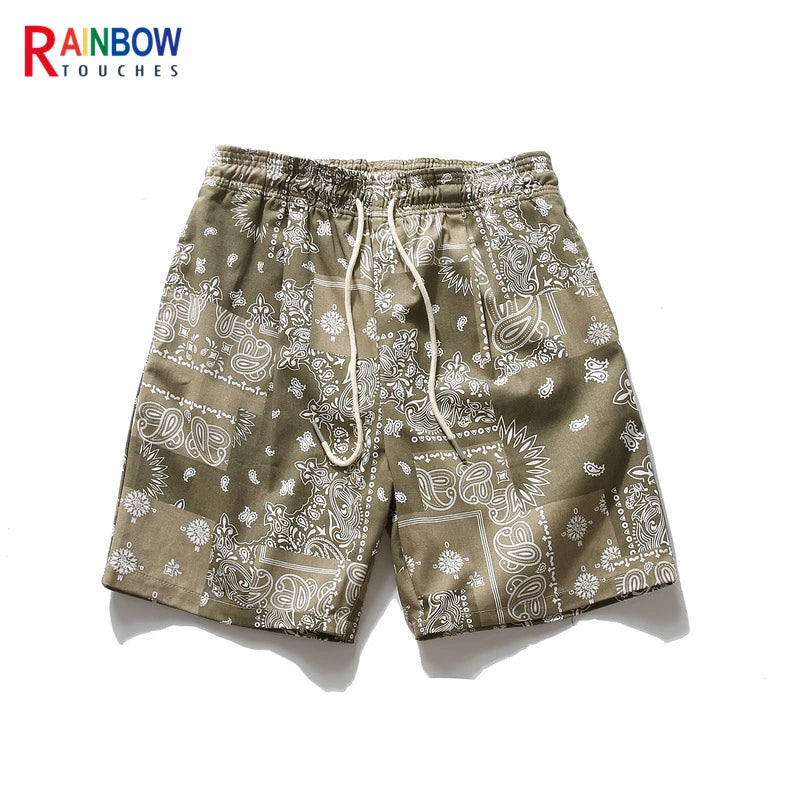 Rainbowtouches Fashion Brand Summer Men Loose Retro Printing Straight Leg Hip Hop Casual Comfortable Sport Tidal Current Shorts