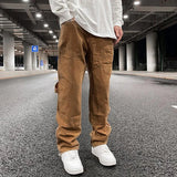 harajuku ankle zipper logging pants overalls mens straight streetwear oversized retro baggy cargo pants loose casual trousers unique cargo style 5075