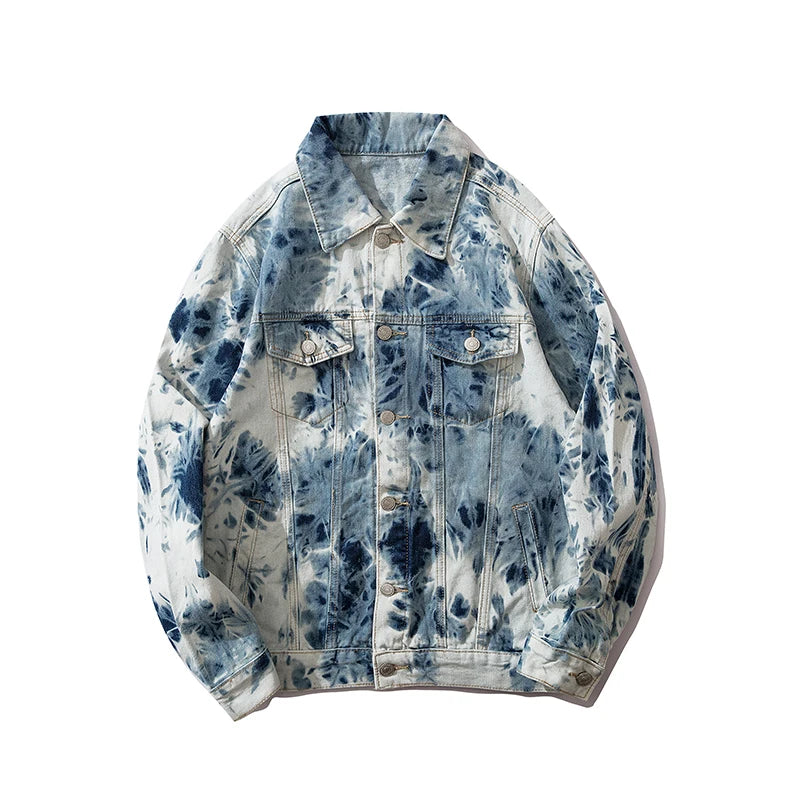 winter street style featuring fashion tie dyed jeans jackets coat men casual single breasted turn down collar denim streetwear new hip hop outerwear jacket design – premium quality jacket for men
