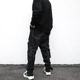 men pockets cargo pants new fashion zipper loose fit harajuku military trousers casual hip hop sportswear streetwear black pants baggy cargo bottoms