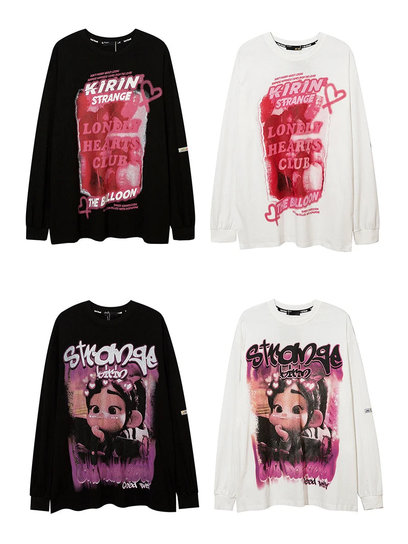 Cyberpunk Graphic Tee – Rainbowtouches 2021 Menswear Trend Long Sleeve Fall Shoulder – Modern Streetwear for Everyone