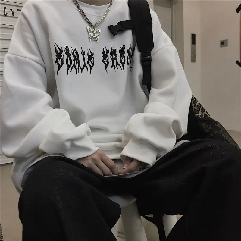 2021 Harajuku Weirdo Graffiti Letter Printed Hoodies Men Lucky Me I Se